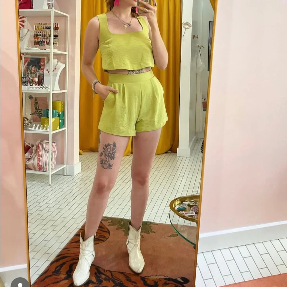 FORE - Neon Cropped Matching Short Set